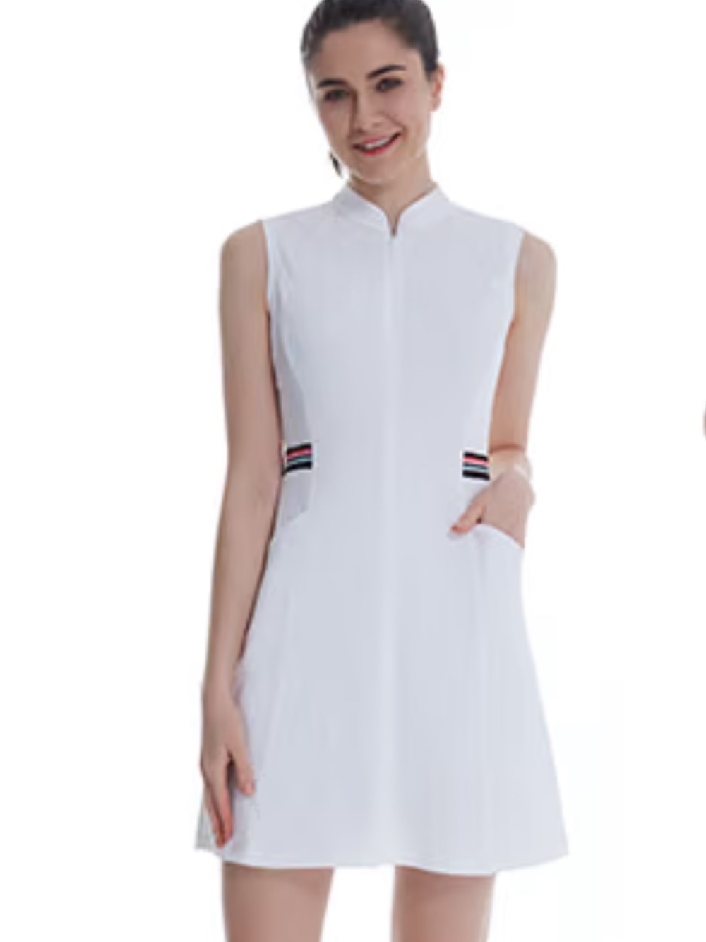 NWT Baleaf Womens White Athletic Sleeveless Dress W/Shorts